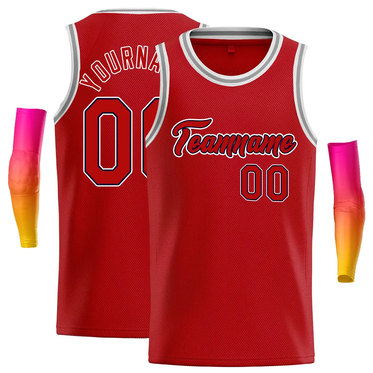 Classic Casual Basketball Jersey Red Red-Navy