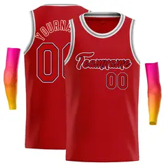 Classic Casual Basketball Jersey Red Red-Navy