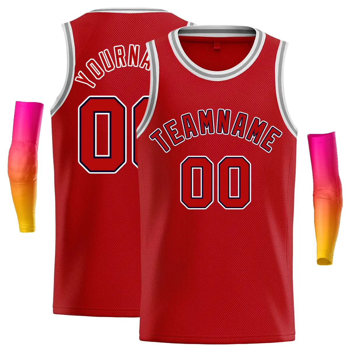 Classic Casual Basketball Jersey Red Red-Navy