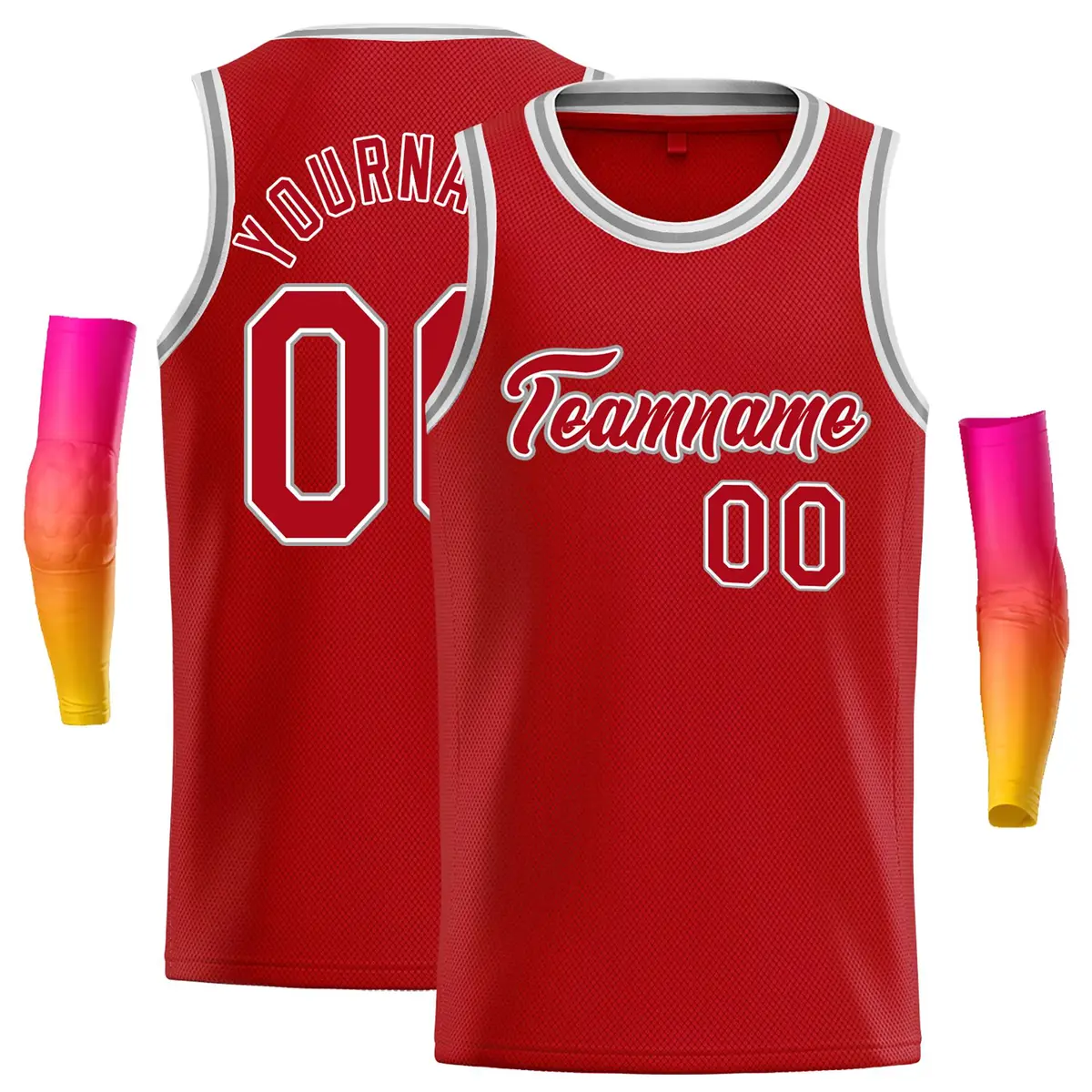 Classic Casual Basketball Jersey Red Red-White