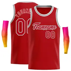 Classic Casual Basketball Jersey Red Red-White