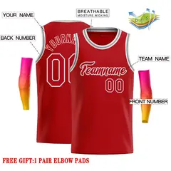 Classic Casual Basketball Jersey Red Red-White 2