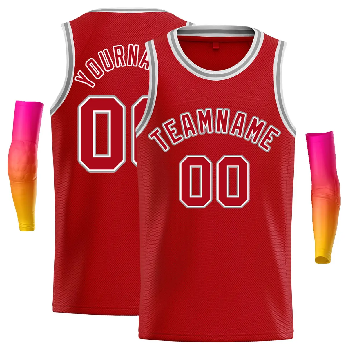 Classic Casual Basketball Jersey Red Red-White