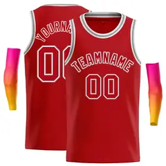Classic Casual Basketball Jersey Red Red-White