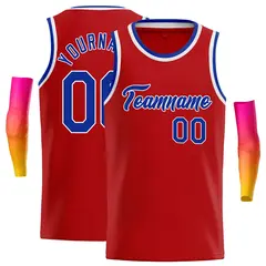 Classic Casual Basketball Jersey Red Royal-White 1