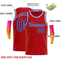 Classic Casual Basketball Jersey Red Royal-White 2