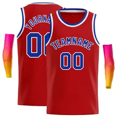 Classic Casual Basketball Jersey Red Royal-White 1