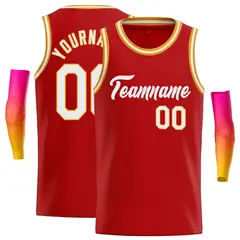 Classic Casual Basketball Jersey Red White 1