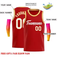 Classic Casual Basketball Jersey Red White 2