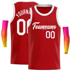 Classic Casual Basketball Jersey Red White 1