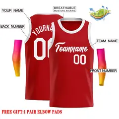 Classic Casual Basketball Jersey Red White 2