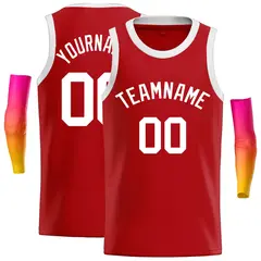 Classic Casual Basketball Jersey Red White 1
