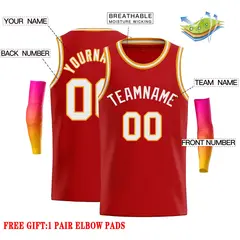 Classic Casual Basketball Jersey Red White 2