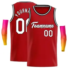 Classic Casual Basketball Jersey Red White-Black 1