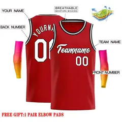 Classic Casual Basketball Jersey Red White-Black 2