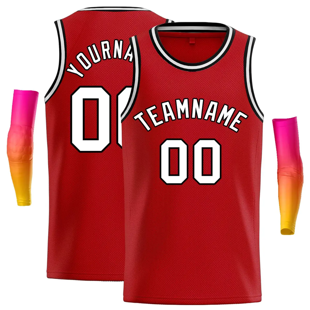 Classic Casual Basketball Jersey Red White-Black