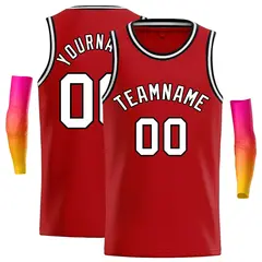 Classic Casual Basketball Jersey Red White-Black 1