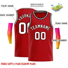 Classic Casual Basketball Jersey Red White-Black 2