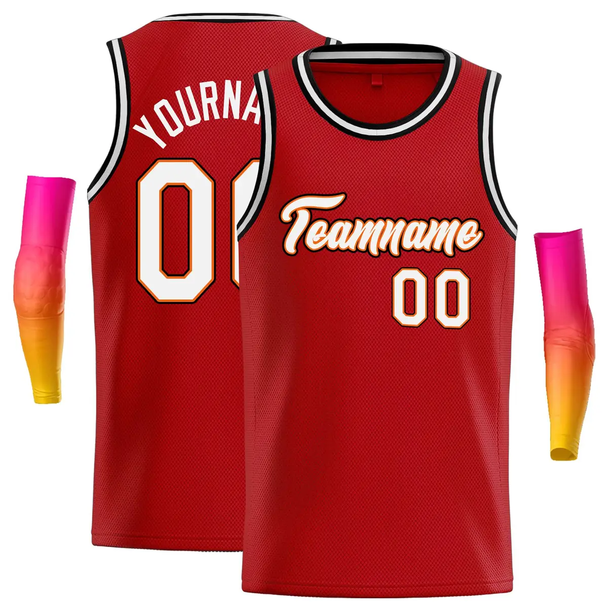 Classic Casual Basketball Jersey Red White-Orange