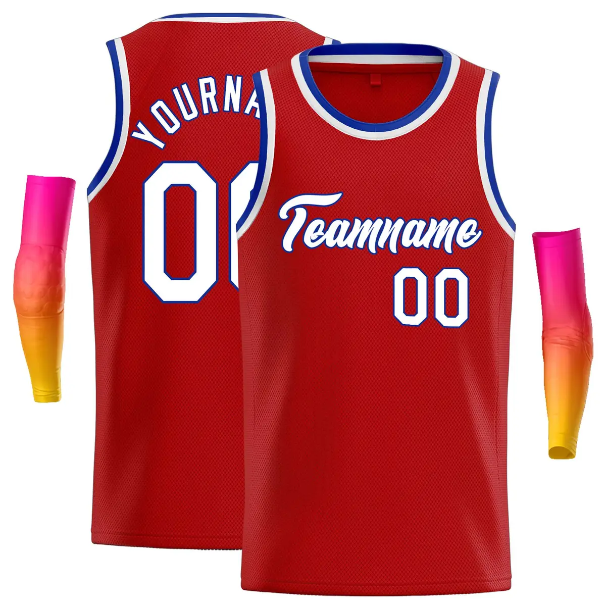 Classic Casual Basketball Jersey Red White-Royal
