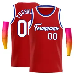 Classic Casual Basketball Jersey Red White-Royal 1