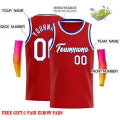 Classic Casual Basketball Jersey Red White-Royal 2
