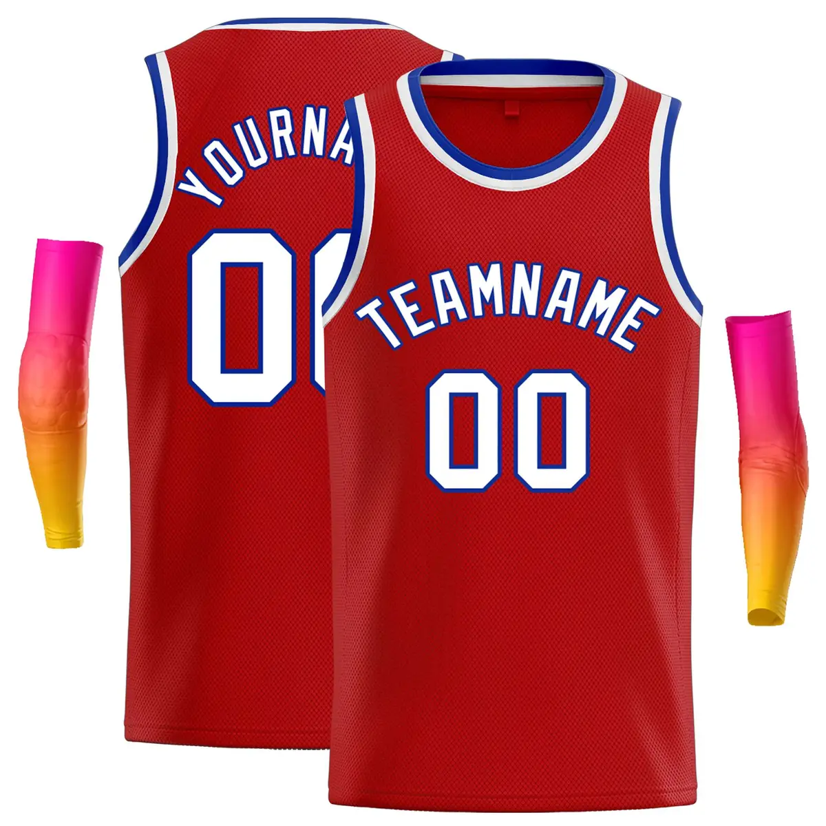 Classic Casual Basketball Jersey Red White-Royal