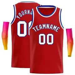 Classic Casual Basketball Jersey Red White-Royal 1