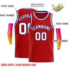 Classic Casual Basketball Jersey Red White-Royal 2