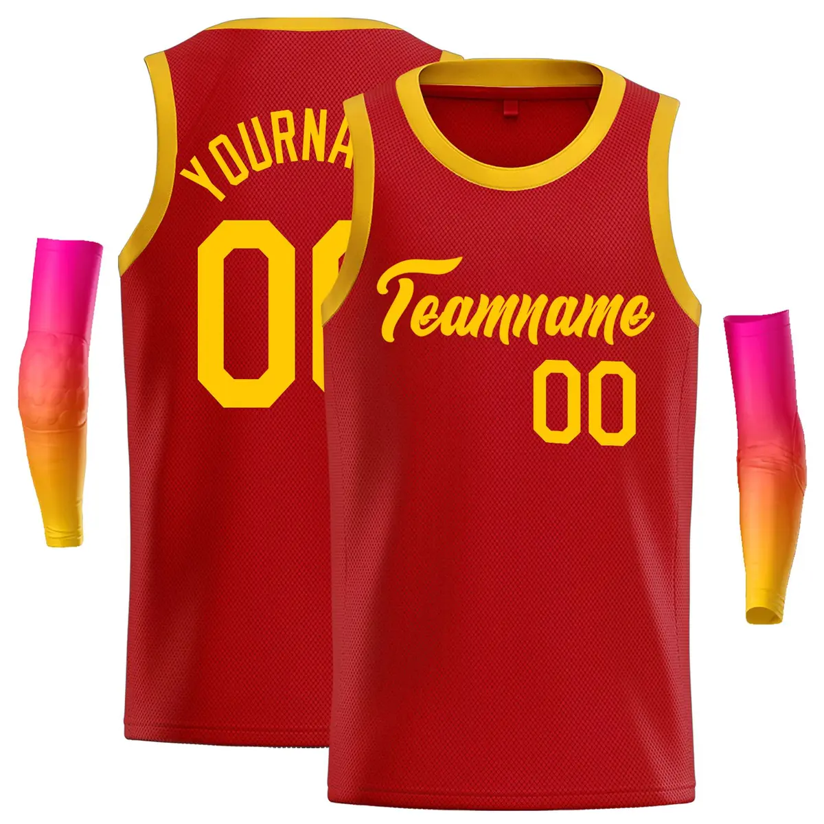 Classic Casual Basketball Jersey Red Yellow