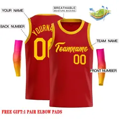 Classic Casual Basketball Jersey Red Yellow 2