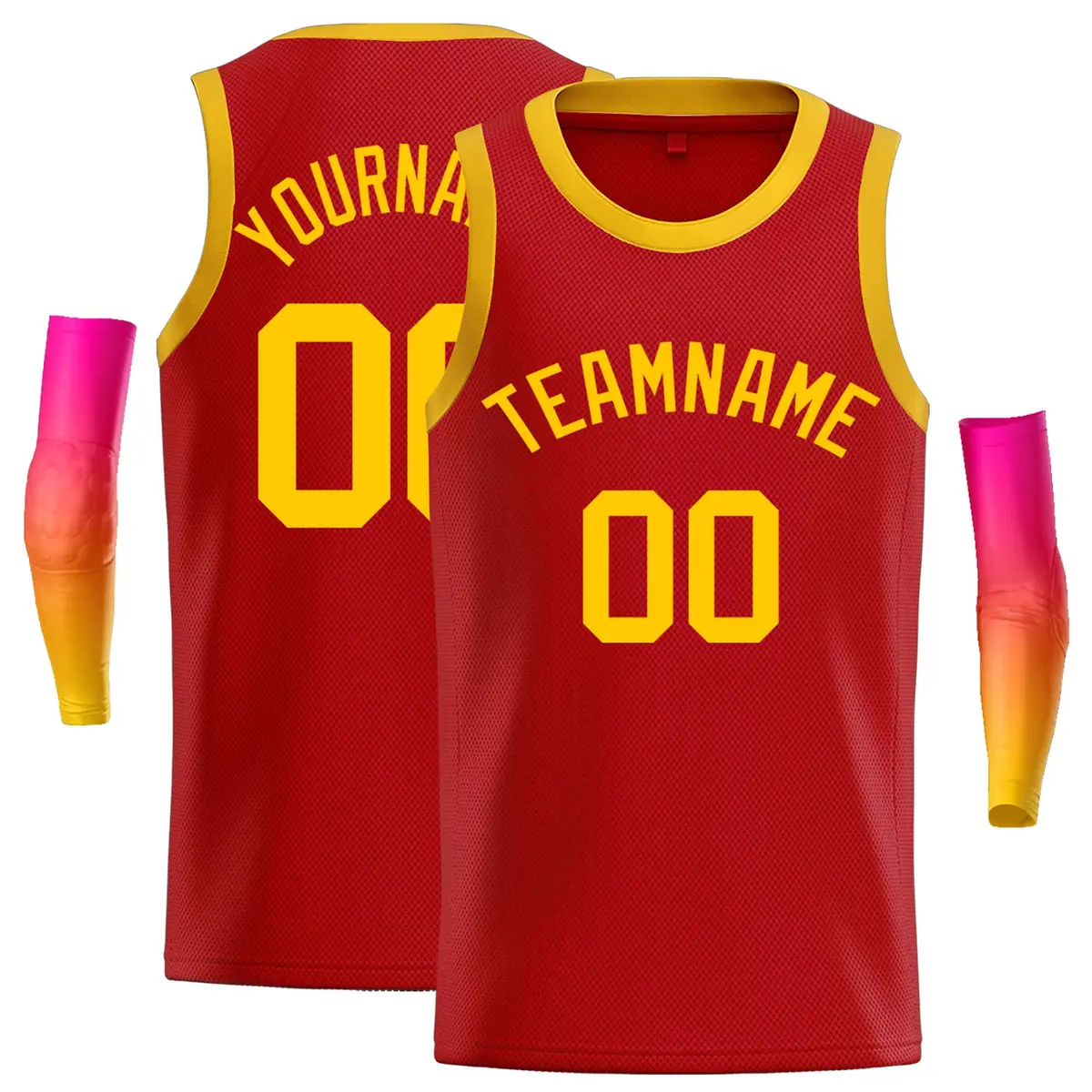 Classic Casual Basketball Jersey Red Yellow
