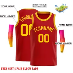 Classic Casual Basketball Jersey Red Yellow 2
