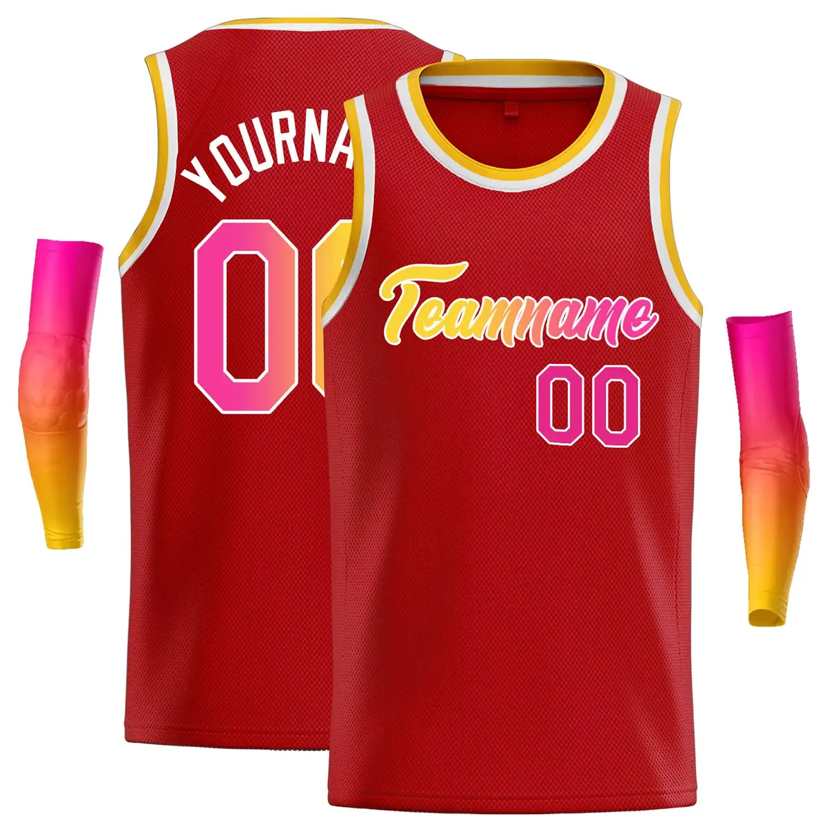 Classic Casual Basketball Jersey Red Yellow-White