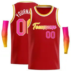 Classic Casual Basketball Jersey Red Yellow-White