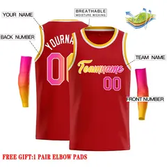 Classic Casual Basketball Jersey Red Yellow-White 2