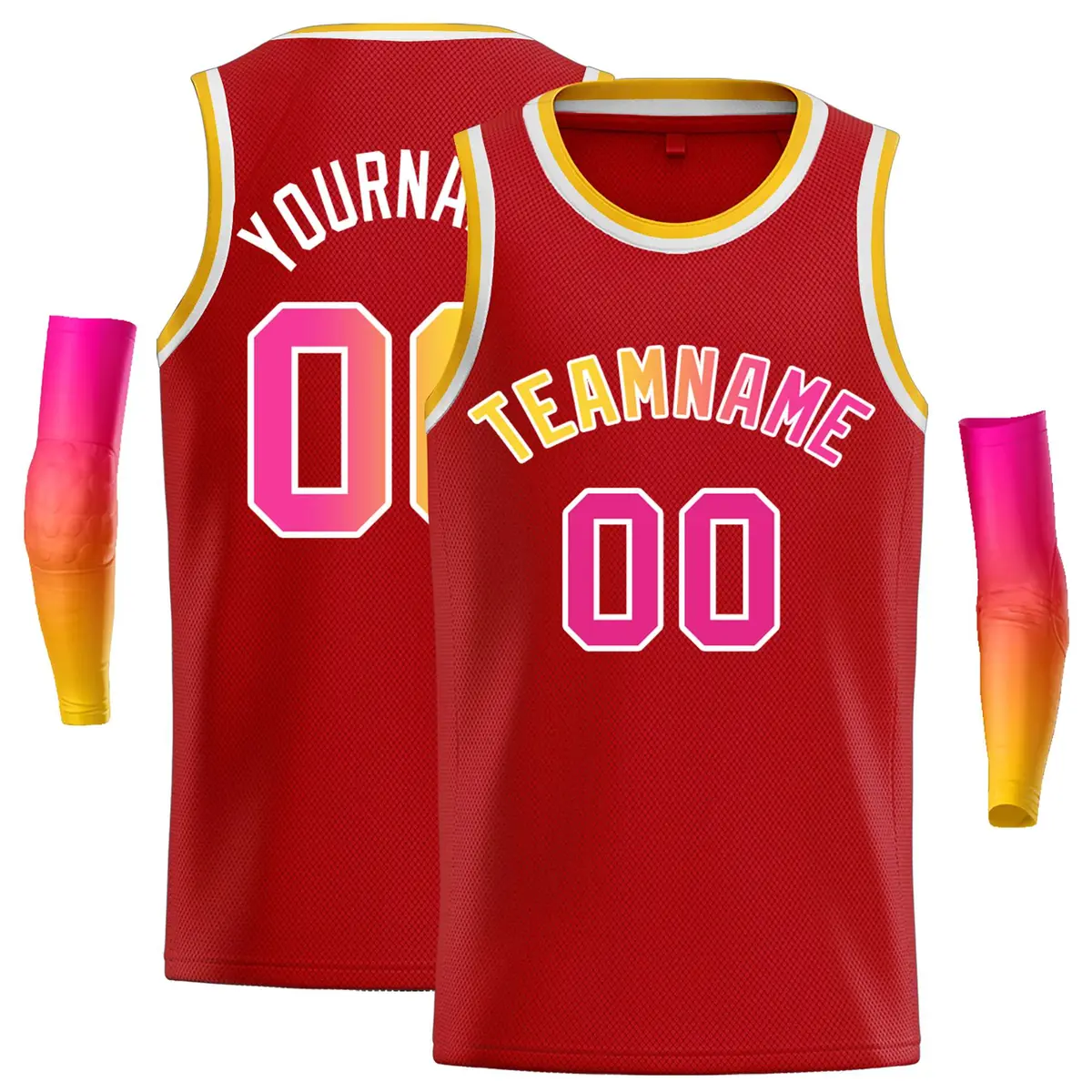 Classic Casual Basketball Jersey Red Yellow-White