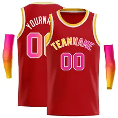 Classic Casual Basketball Jersey Red Yellow-White