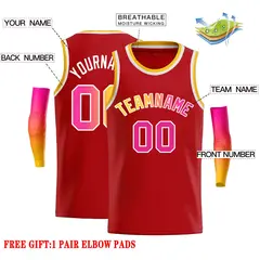 Classic Casual Basketball Jersey Red Yellow-White 2