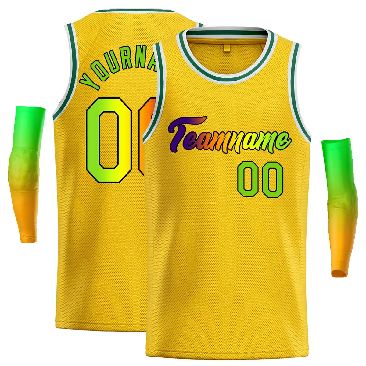 Classic Casual Basketball Jersey Yellow Black-Black