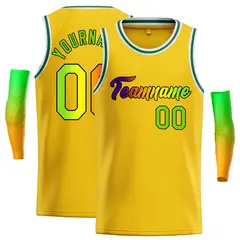 Classic Casual Basketball Jersey Yellow Black-Black