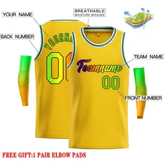 Classic Casual Basketball Jersey Yellow Black-Black 2