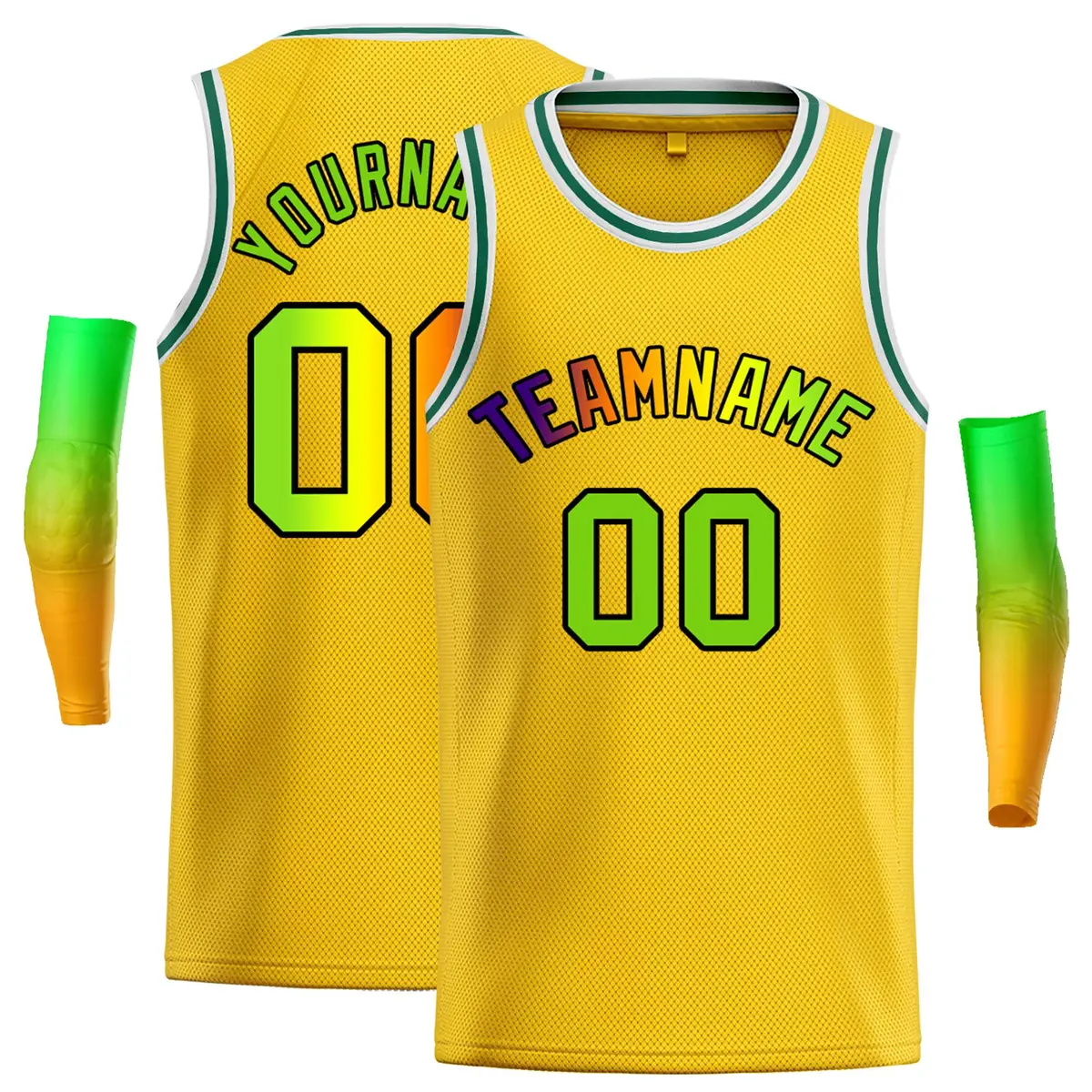 Classic Casual Basketball Jersey Yellow Black-Black