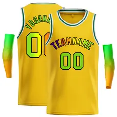 Classic Casual Basketball Jersey Yellow Black-Black