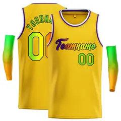 Classic Casual Basketball Jersey Yellow Green-Black 1