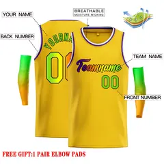 Classic Casual Basketball Jersey Yellow Green-Black 2