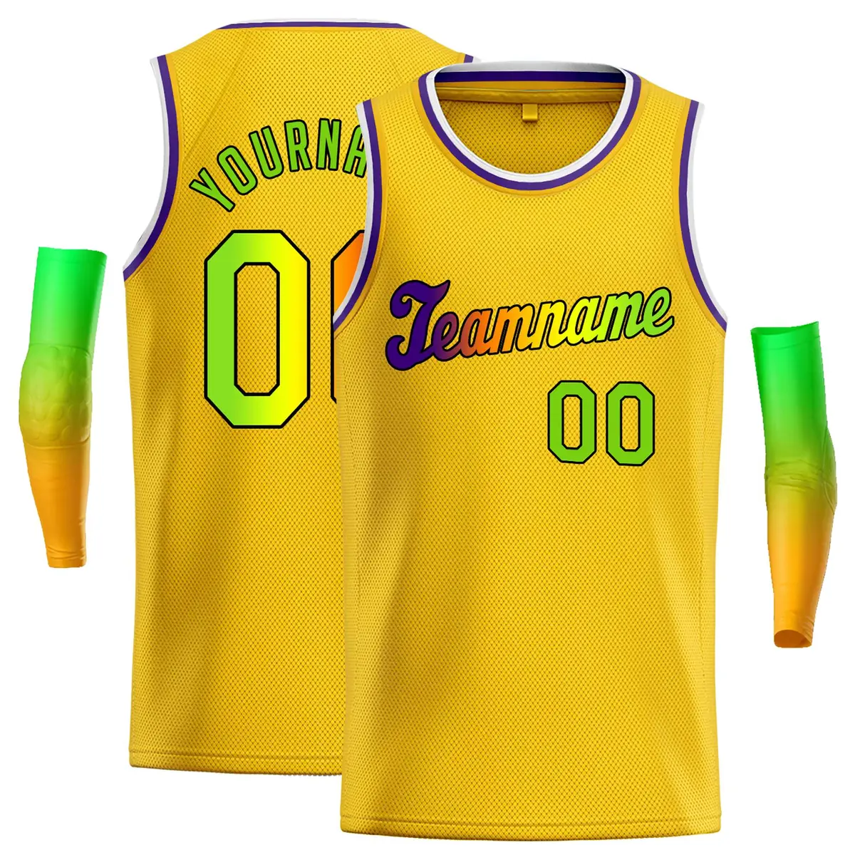 Classic Casual Basketball Jersey Yellow Green-Black