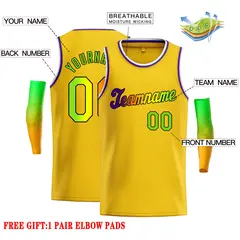 Classic Casual Basketball Jersey Yellow Green-Black 2