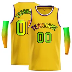 Classic Casual Basketball Jersey Yellow Green-Black 1