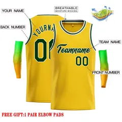 Classic Casual Basketball Jersey Yellow Green-White 2